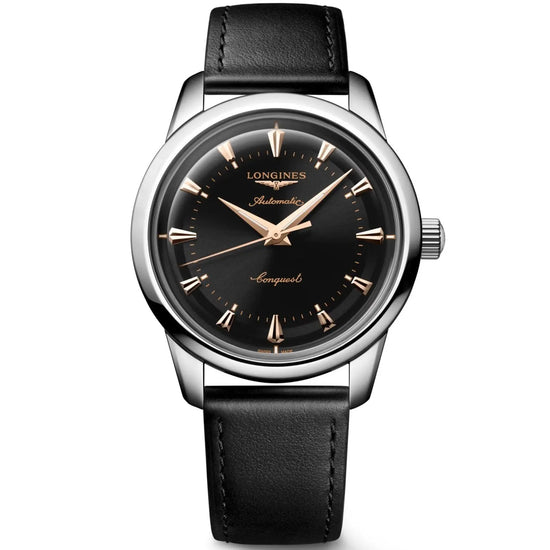 Longines orologio Conquest Heritage 40mm nero automatico acciaio L1.650.4.52.2 Capodagli 1937