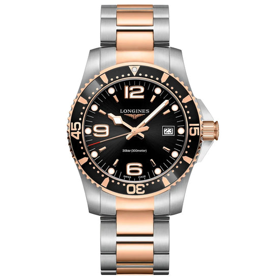 Longines orologio HydroConquest 41mm nero quarzo acciaio finitura PVD oro rosa L3.740.3.58.7 Capodagli 1937