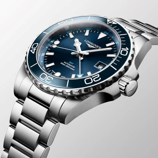 Longines orologio Hydroconquest GMT 41mm blu automatico acciaio L3.790.4.96.6 Capodagli 1937