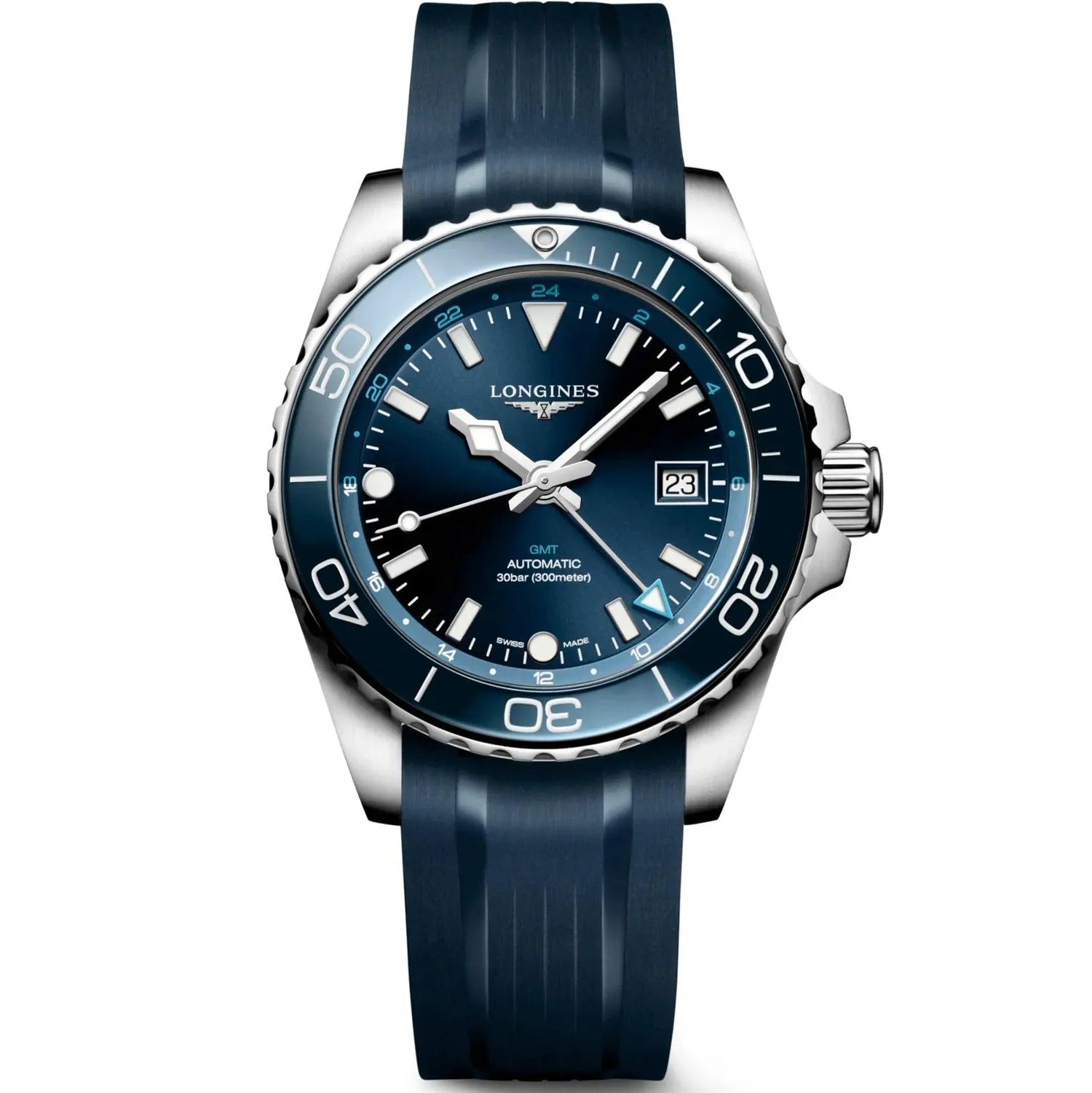 Longines orologio Hydroconquest GMT 41mm blu automatico acciaio L3.790.4.96.9 Capodagli 1937