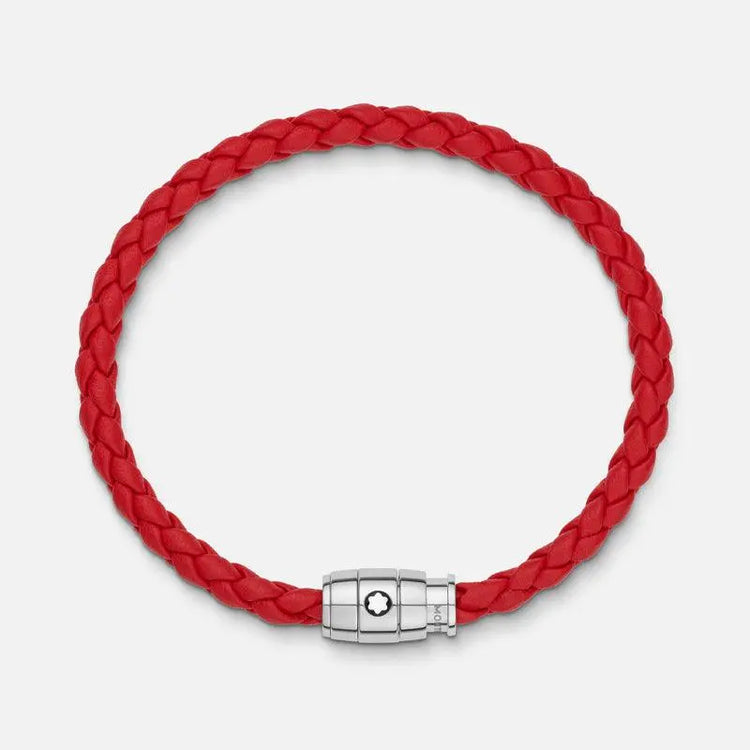 Montblanc bracciale pelle intrecciata rossa chiusura a 3 anelli misura M 130902 63 Capodagli 1937