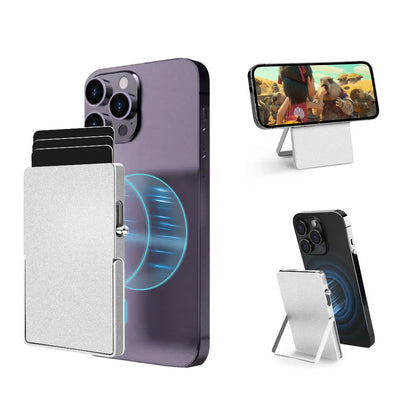 RFID Blocking Wallet Minimalist Slim Card Holder for Magsafe with Adjustable Stand, Metal Pop Up Magnetic Wallet  for Men TOYFID-0