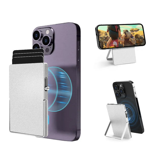 RFID Blocking Wallet Minimalist Slim Card Holder for Magsafe with Adjustable Stand, Metal Pop Up Magnetic Wallet  for Men TOYFID-0