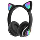 CUFFIE GATTO BLUETOOTH WIRELESS GAMING AURICOLARE LED IPHONE SMARTPHONE - NERA