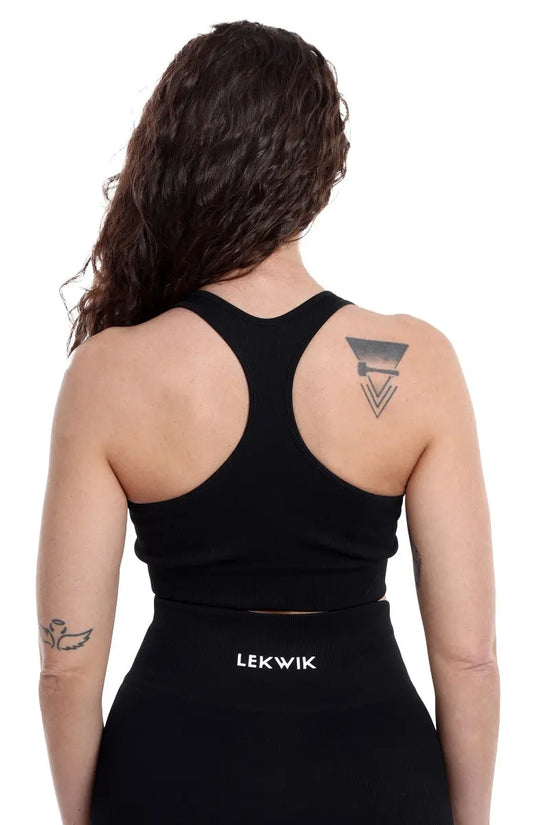 Top sportivo a costine nero modello CIRCE - HASHTAG