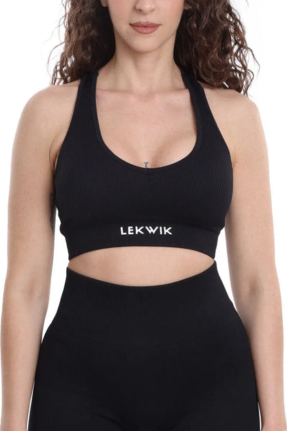 Top sportivo a costine nero modello CIRCE - HASHTAG