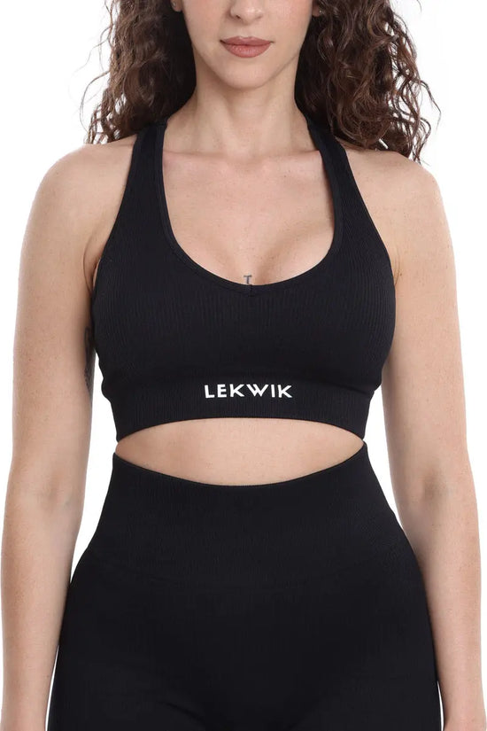 Top sportivo a costine nero modello CIRCE - HASHTAG