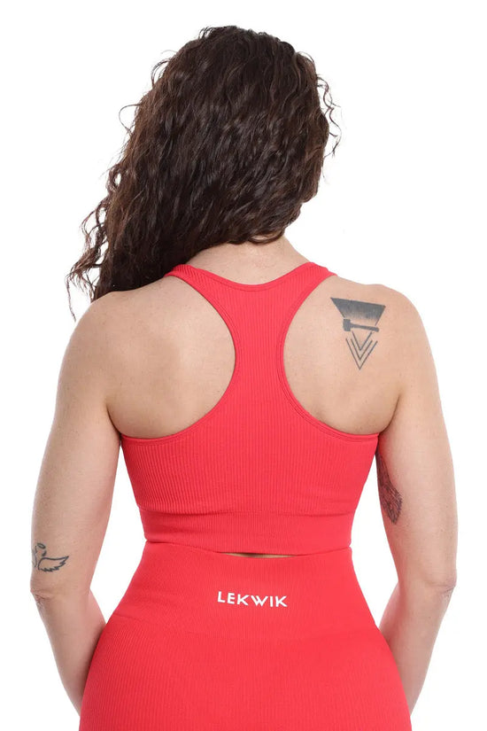 Top sportivo a costine rosso corallo modello CIRCE - HASHTAG