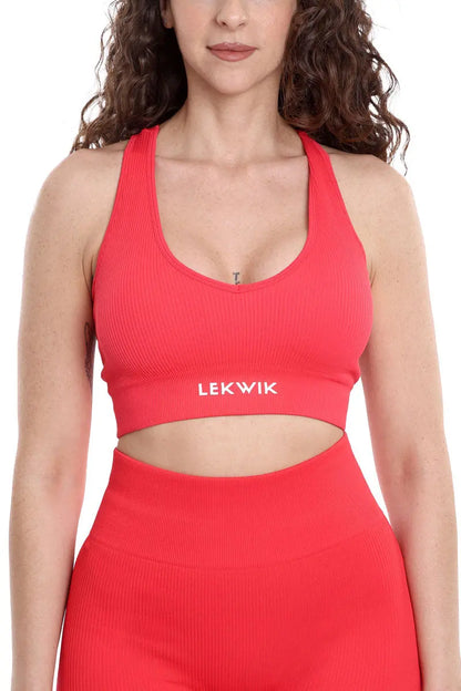 Top sportivo a costine rosso corallo modello CIRCE - HASHTAG