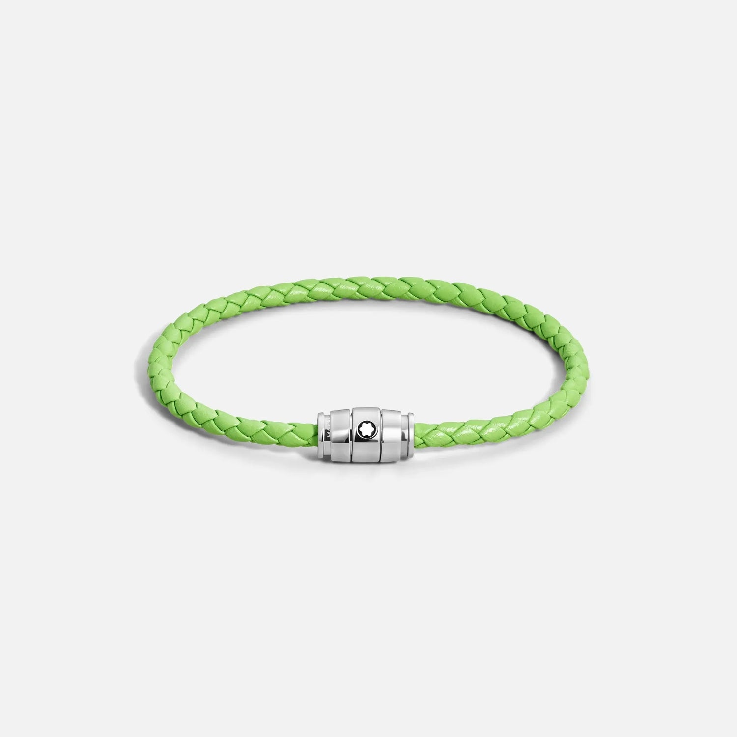 Montblanc bracciale in acciaio a 3 anelli e pelle Meisterstück Lime misura L 13429268 Capodagli 1937