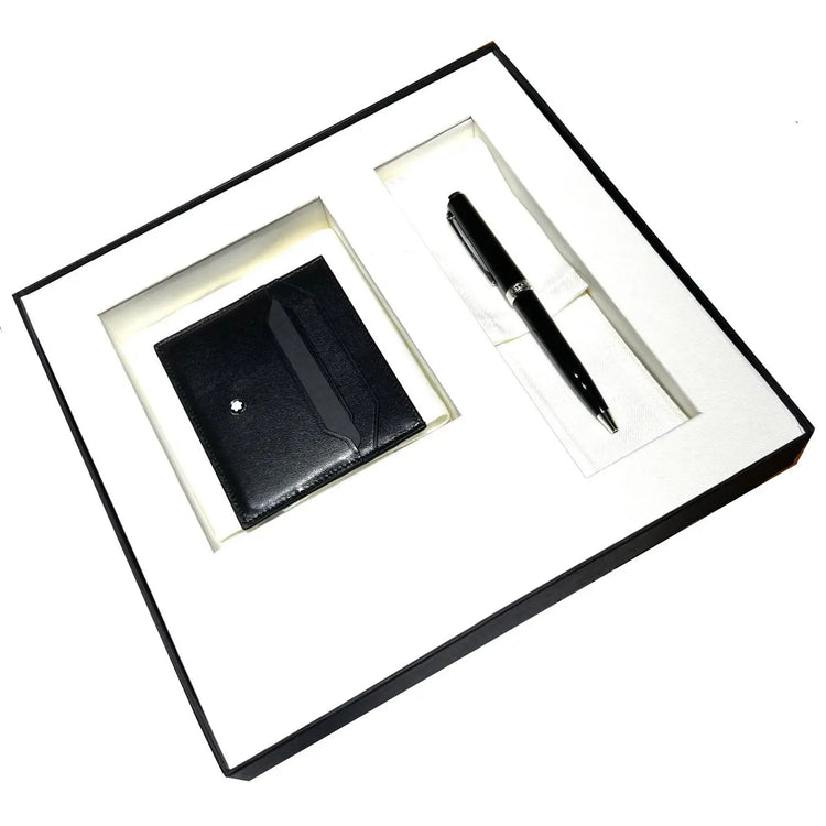 Montblanc set sfera Pix e portacarte di credito 6cc Meisterstuck nera 137793 Capodagli 1937
