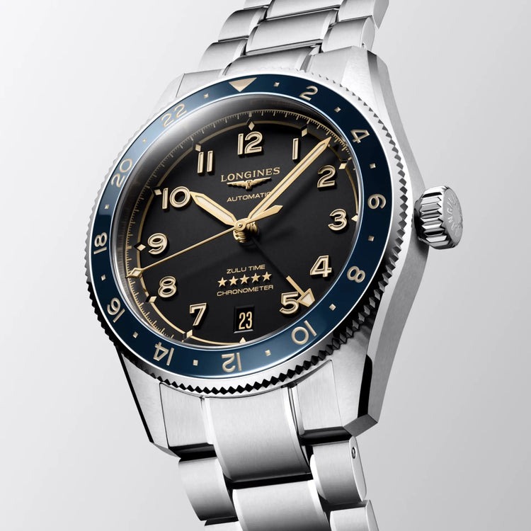 Longines orologio Spirit Zulu Time 39mm antracite automatico acciaio L3.802.4.60.6 Capodagli 1937